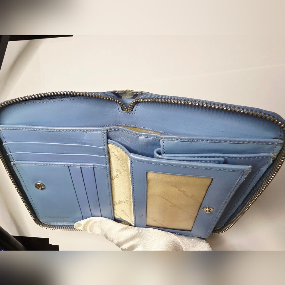 Salvatore Ferragamo Light Blue Leather Wallet - Picture 13 of 13